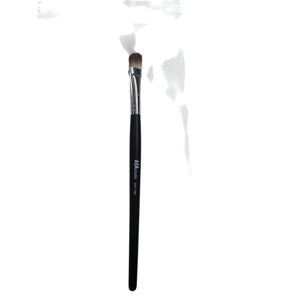 AOA Studio E111 Angled Shader Makeup Brush Black Silver Synthetic Eye Shadow